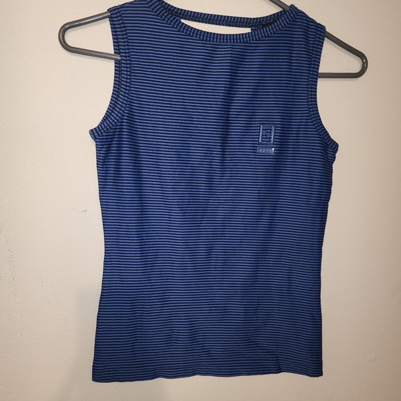 Fendi Nsvy Blue Striped Sleeveless Top With Tge FF Logo, With Cut Out The Back - Picture 1 of 7